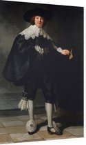 Portret van Marten Soolmans, Rembrandt van Rijn - Foto op Dibond - 60 x 90 cm