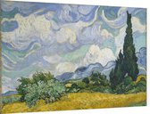 Korenveld met cipressen, Vincent van Gogh - Foto op Dibond - 60 x 40 cm