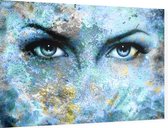 Blauwe vrouwen ogen - Foto op Dibond - 60 x 40 cm