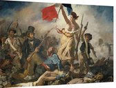 De vrijheid leidt het volk, Eugène Delacroix - Foto op Dibond - 90 x 60 cm