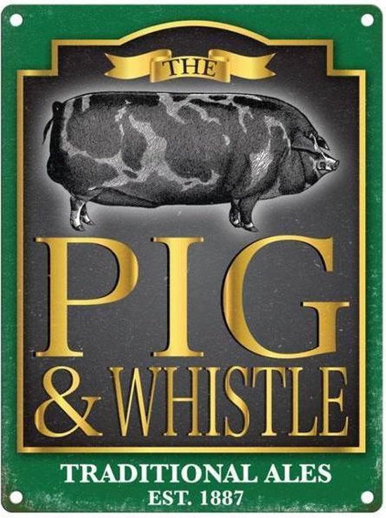 Wandbord Brits Pub Bord - The Pig & Whistle