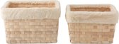 J-Line Set Van 2 Manden Rechthoekig+Imitatiebont Rotan Plat Naturel White Wash