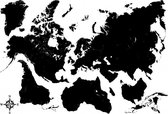 muursticker Black World Map 47 x 67 cm zwart