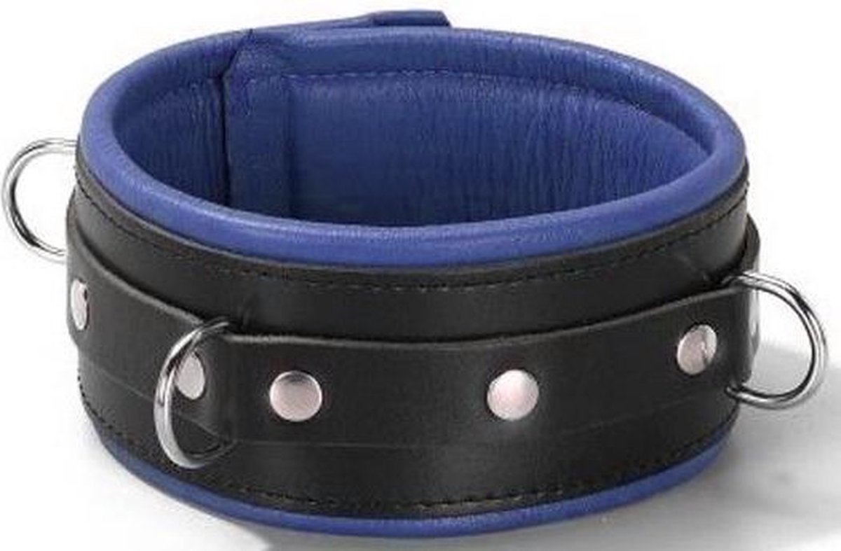 Smalle Slavenhalsband Zwart/Blauw- 6.00 cm