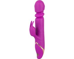 Stotende Rabbit Vibrator met Roterende Parels - Roze