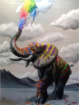 Diamond Painting World - Kleurige olifant – 30x40cm - Diamond painting - Diamond painting pakket – volledig bedekt – Volwassenen