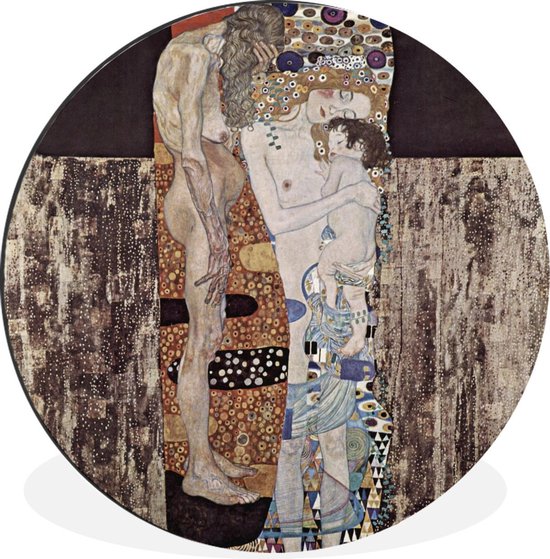 WallCircle - Wandcirkel - Muurcirkel - De drie levensfasen van de vrouw - Gustav Klimt - Aluminium - Dibond - ⌀ 90 cm - Binnen en Buiten