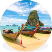 WallCircle - Wandcirkel ⌀ 30 - Thailand - Boot - Rots - Ronde schilderijen woonkamer - Wandbord rond - Muurdecoratie cirkel - Kamer decoratie binnen - Wanddecoratie muurcirkel - Woonaccessoires