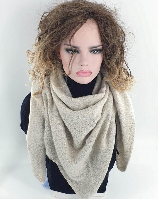 Écharpe triangulaire douce écharpe d'hiver pour femme couleur nature taille 200 x 90 cm