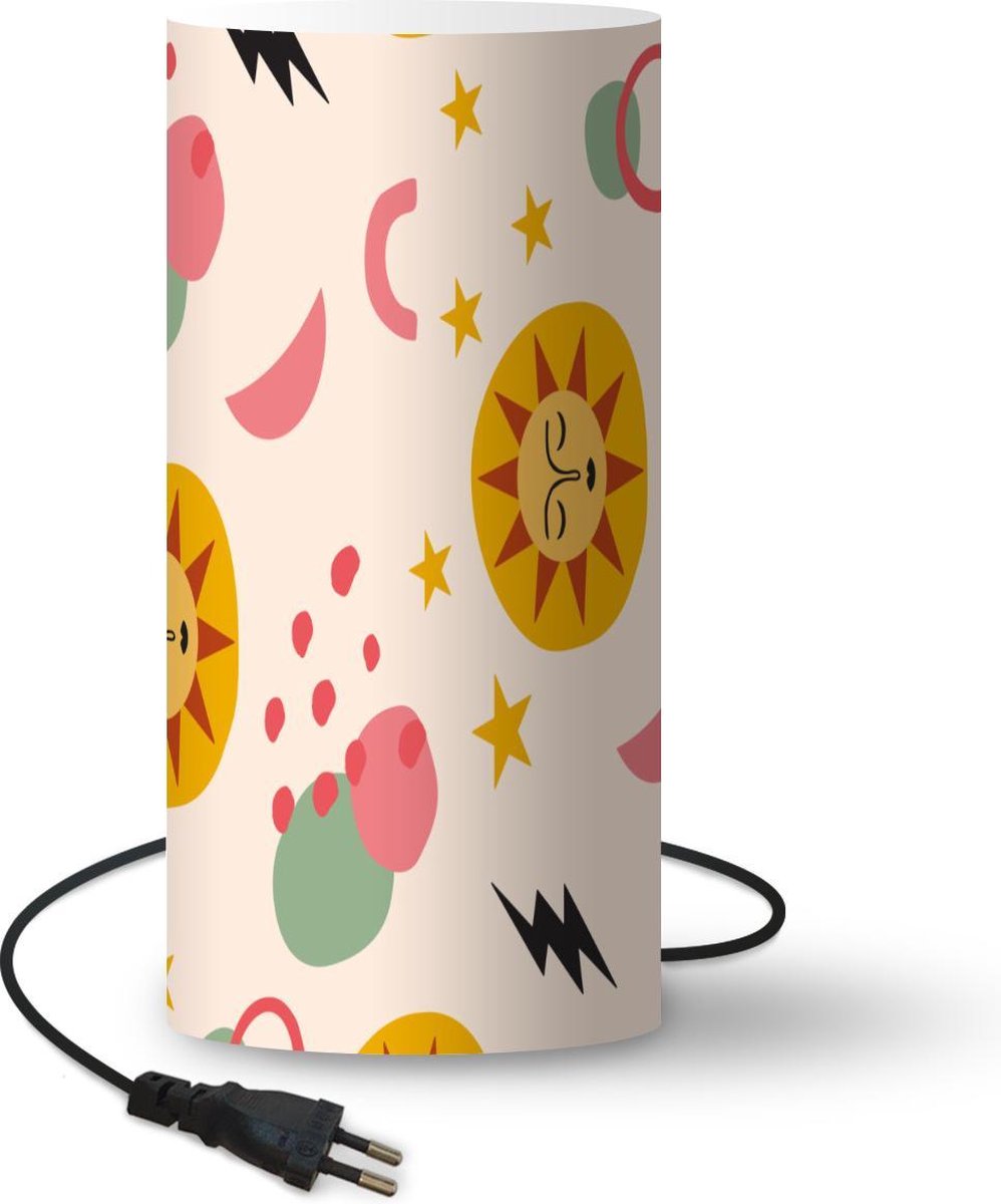 Lamp - Nachtlampje - Tafellamp slaapkamer - Zomer - Weer - Pastel - 33 cm hoog - Ø15.9 cm - Inclusief LED lamp