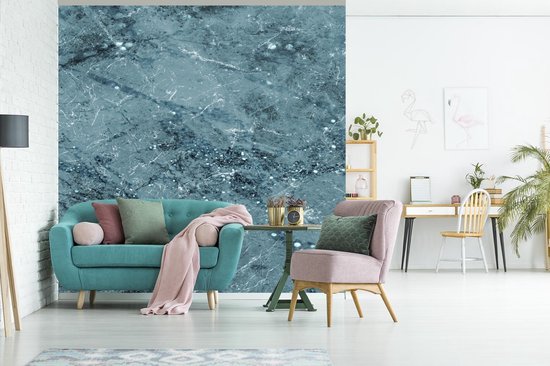 Papier peint - Papiers Papier peint photo Marbre - Blauw - Motifs - Largeur 350 cm x Hauteur 350 cm