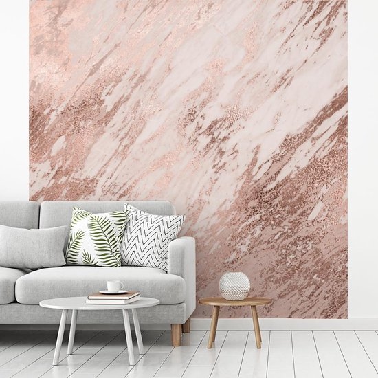 Behang - Fotobehang Marmer - Roze - Patroon - Breedte 240 cm x hoogte 240 cm
