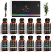 Luana Rose - Sets met etherische oliën - 100% veganistisch en natuurlijk - 12x Aroma-oliën voor diffuser - Pure aroma-olie en aroma-olie voor diffuser - Vanille - Lavendel - Roos e
