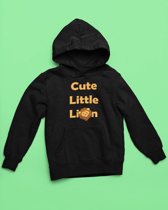 Pixeline Hoodie Lion #black 1-2 jaar - Leeuw - Pixeline - Trui - Stoer - Dier - Kinderkleding - Hoodie - Lion - Animal - Kleding