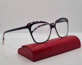 Elegante dames bril +2.0 / Leesbril op sterkte +2,0 / fuchsia kleur / anti-reflecterende lenzen / XE2114 C2 / Leuke trendy dames montuur cat eye met brilkoker en microvezeldoekje /