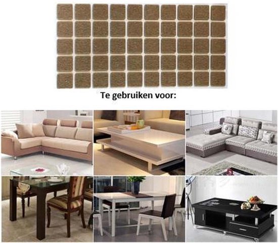 FSW-Products - Zelfklevend meubelvilt - Meubelonderzetters - Viltjes - Vilt voor meubels - Anti-kras vilt - 50 Stuks - Stof - Vierkant / 2cm - Bruin
