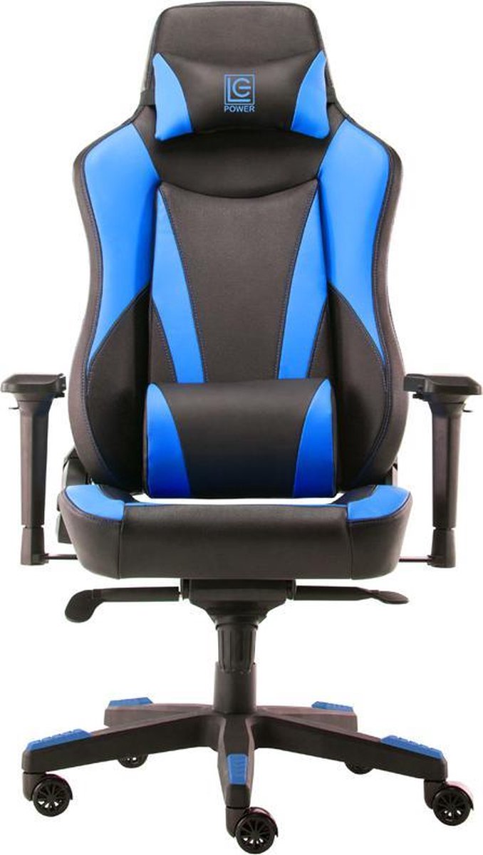 LC-Power Milo Game stoel - Bureaustoel - Gaming Stoel - Verstelbare Armleuningen - Stoel met Hoofdkussen - Zwart met Blauw