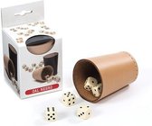 pokerbeker met dobbelstenen 13 x 7 cm leer 6-delig