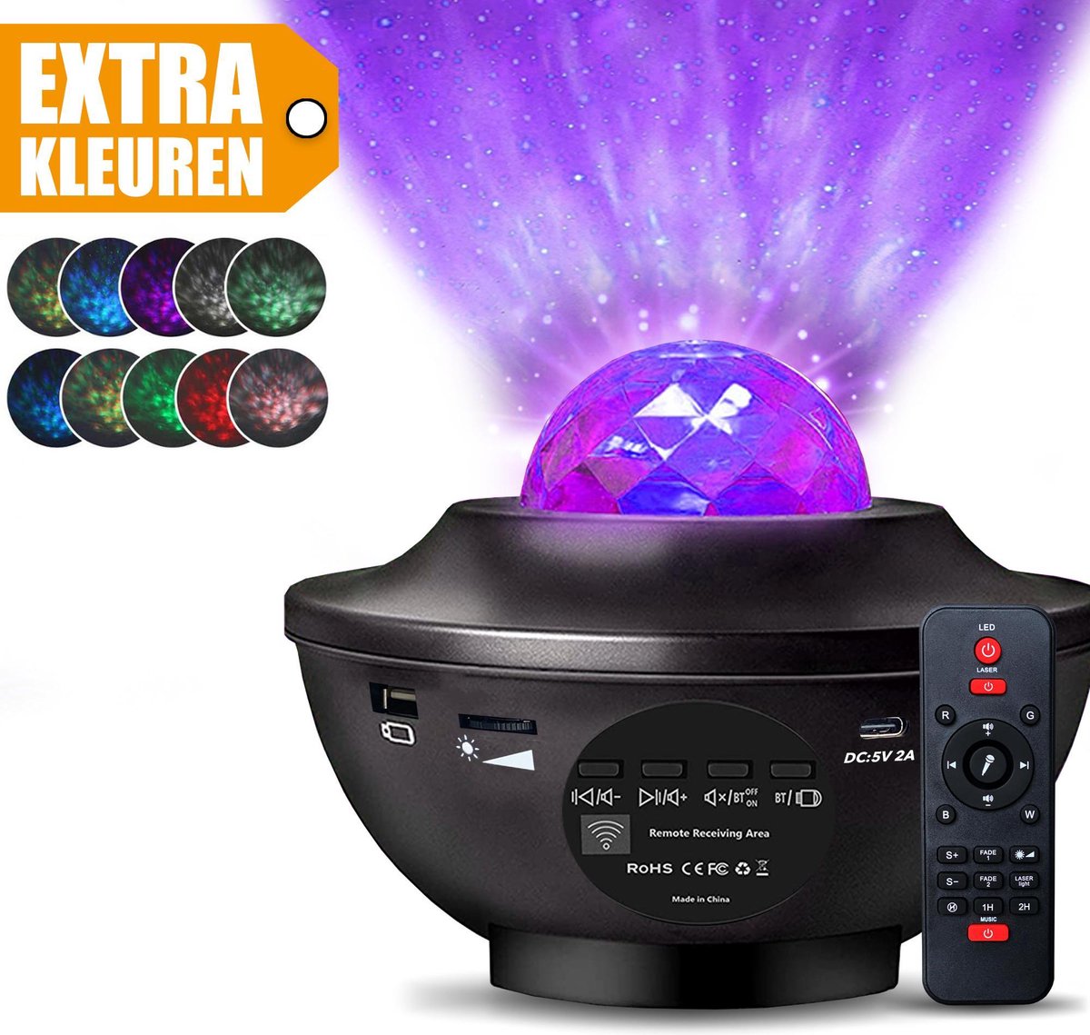 Sterren projector - Met bluetooth - Galaxy projector -  Nachtlampje kinderen en volwassenen - Happyment