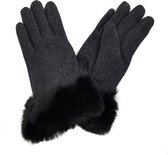 Mooie Fake fur Dames handschoenen | Zwart, Size S/M| Winter- Handschoen met bont- HanschoenTouchscreen vinger