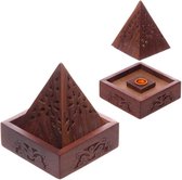 Sheesham houten piramide wierook doos met fretwork, bruin, 10 x 9 x 9