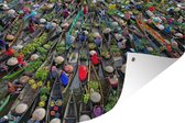 Muurdecoratie Drijvende markt in Indonesië - 180x120 cm - Tuinposter - Tuindoek - Buitenposter