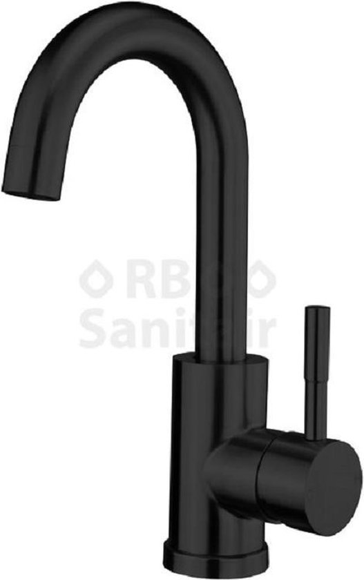 Wastafelkraan mat zwart badkamer kraan 24,50 cm hoog Mengkraan wastafel