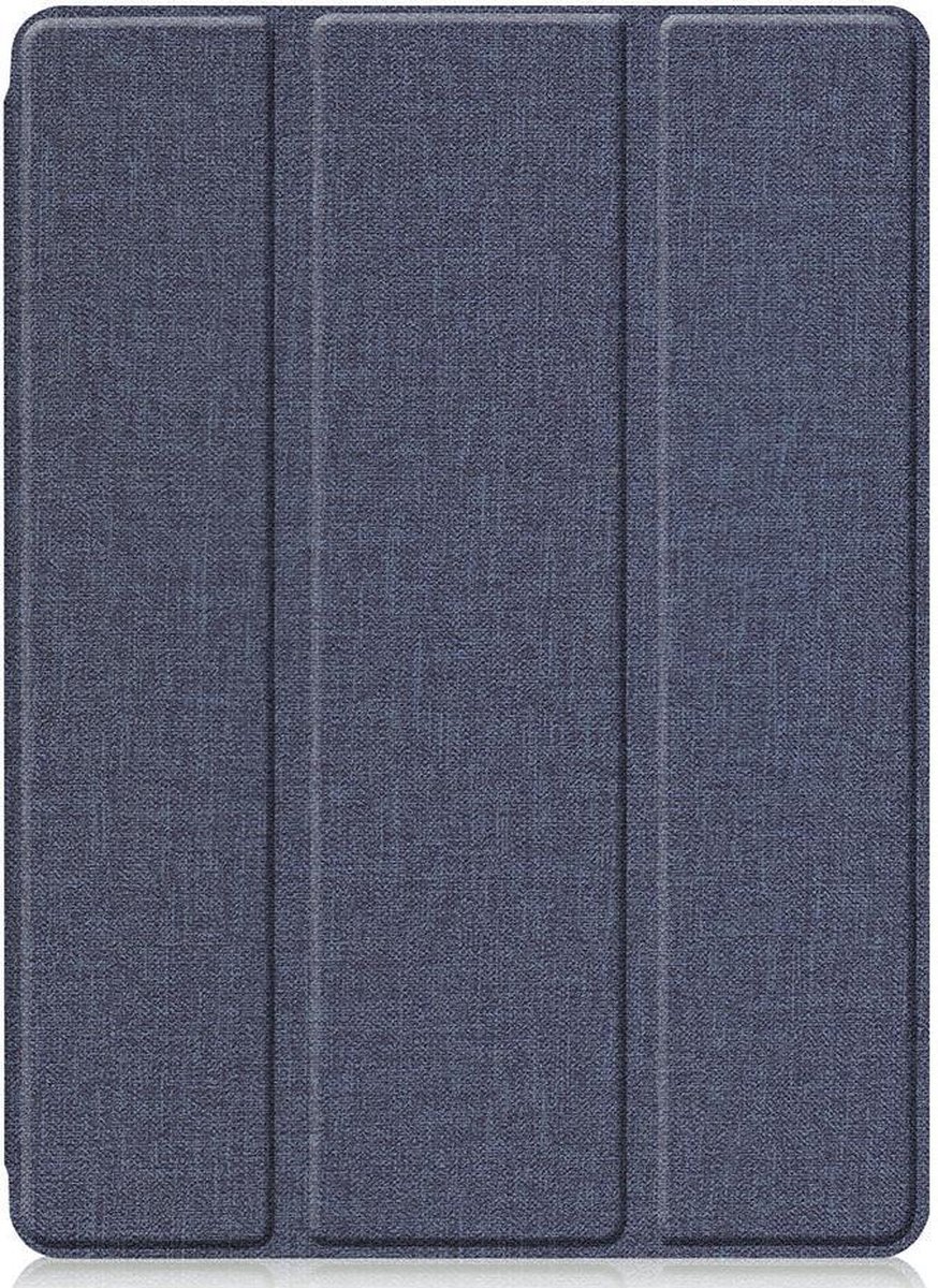 Shop4 - iPad 10.2 (2021) Hoes - Smart Book Case met Pencilhouder Stof Donker Blauw
