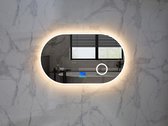 Mawialux LED Badkamerspiegel - Dimbaar - 100x60cm - Ovaal - Verwarming - Digitale Klok - Vergroot spiegel - Bluetooth - Vera