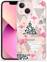 Leuk TPU Back Cover Geschikt voor iPhone13 mini GSM Hoesje Doorzichtig Flamingo Triangle