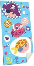 strandlaken Love Pirates 70 x 140 cm katoen blauw