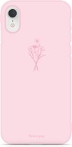 Coque iPhone XR FOONCASE Coque souple TPU - Coque arrière - Coque de téléphone rose avec fleurs sauvages - PastelBloom