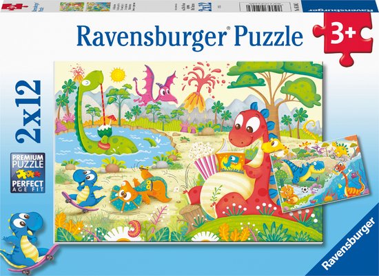 Ravensburger puzzel Lievelingsdino's - Twee puzzels - 12 stukjes - kinderpuzzel