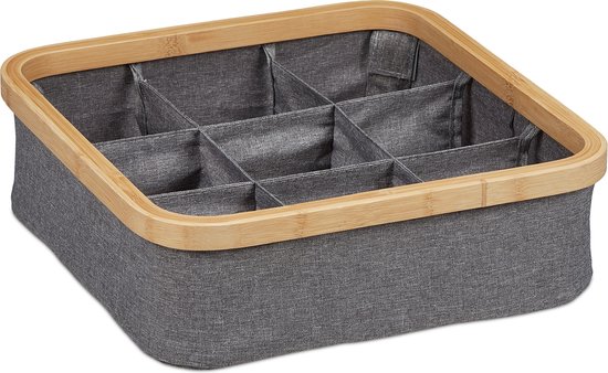 relaxdays Ensemble de 3 paniers de rangement en tissu - paniers d'armoire - boîtes pliantes - organisateurs gris