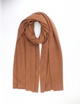 Colette 100% Organic Cashmere Scarf-valentijn cadeautje voor hem-Omslagdoek- Fijn gebreide kasjmere sjaal-Cognac