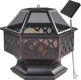 Gardebruk Vuurkorf incl. Pook, Vonkenrooster en PVC-hoes- Zeshoekig -Modern robuust