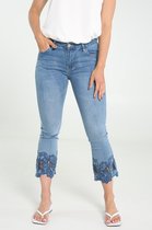 Cassis Dames Cassis - Katoenen slim jeans met borduurwerk - Sportbroek - Maat 38