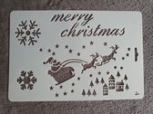 Kerst Merry christmas met slee, stencil, kaarten maken, scrapbooking, A5 formaat