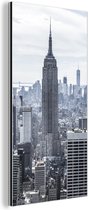 Wanddecoratie Metaal - Aluminium Schilderij Industrieel - Bewolkte hemel boven het Empire State Building in Amerika - 80x160 cm - Dibond - Foto op aluminium - Industriële muurdecoratie - Voor de woonkamer/slaapkamer