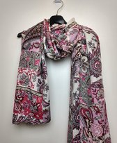Lange dames sjaal Elise paisleymotief roze