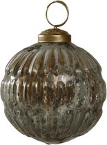 PTMD Nathen Kerstbal geribbeld - H7 x Ø7 cm. - Glas - Rustiek Goud