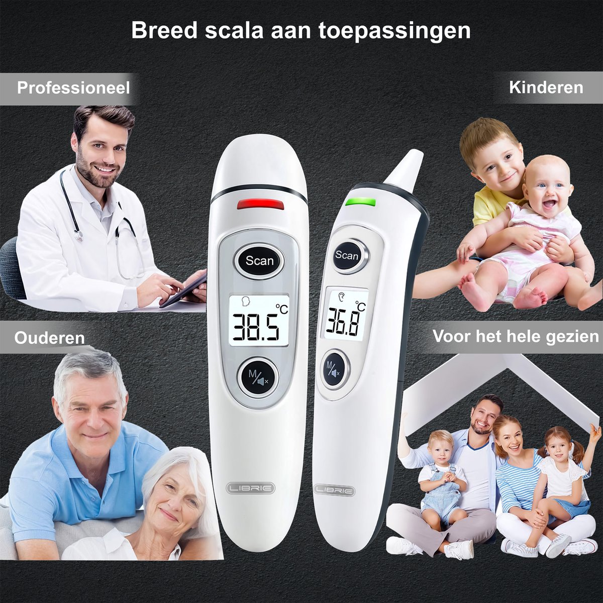Librie Voorhoofd- & Oorthermometer – Digitale Koortsthermometer, voor Baby, Kind & Volwassene, Nauwkeurig, Hygiënisch & Contactloos — cadeau in Cadeau-ideeën - foto 3