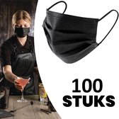 Mondkapjes Ping Bo 100 Stuks 3 Laags - Niet Medische Wegwerp Face Mask Zwart