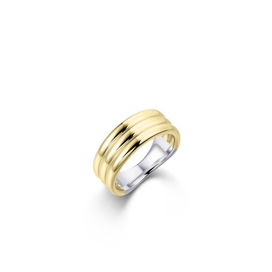 GISSER Jewels R456Y - Ring Argent 925 Plaqué Or Jaune - 3 rangs - Collection Bold Bands - Largeur 8mm - Taille 48