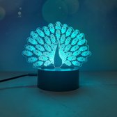 Klarigo®️ Nachtlamp – 3D LED Lamp Illusie – 16 Kleuren – Bureaulamp – Pauwen – Sfeerlamp – Nachtlampje Kinderen – Creative  - Afstandsbediening