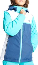 Dare2B Depend veste de ski isolée imperméable avec capuche pour enfants, veste d'extérieur avec capuche pliable, denim bleu foncé en céramique