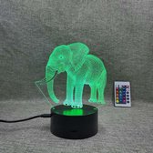 Klarigo®️ Nachtlamp – 3D LED Lamp Illusie – 16 Kleuren – Bureaulamp – Olifant – Sfeerlamp – Nachtlampje Kinderen – Creative - Afstandsbediening