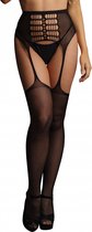 High-waist garterbelt stockings - Black - O/S - Maat O/S