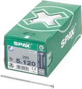SPAX 191010501205 Universele schroef, Verzonken kop, 5 x 120, Deeldraad, T-STAR plus T20 - WIROX - 200 stuks