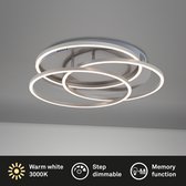 Briloner Leuchten - LED plafondlamp, plafondlamp dimbaar, incl. geheugenfunctie, 60 Watt, 4.800 lumen, 3.000 Kelvin, mat nikkel